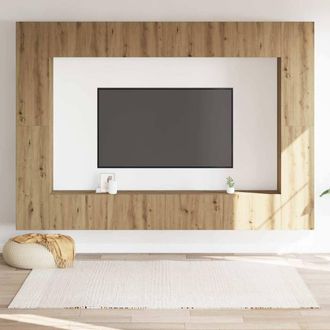 Berkfield Home Wall Mounted TV cabinets 8 pcs Artisan Oak Engineered Wood in Brown