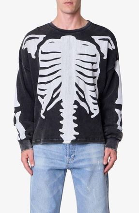 mnml Skeleton Thermal Long Sleeve Graphic T-Shirt in Washed Black at Nordstrom, Size Xx-Large