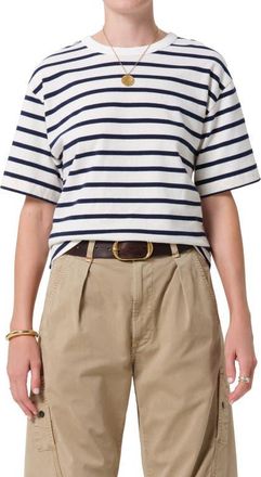 Citizens Of Humanity Goldie Stripe Cotton T-Shirt in Marine Stripe Navy/White at Nordstrom, Size X-Small