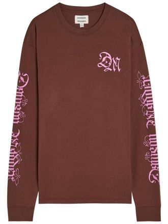 Damson Madder Pleasant Slumber Printed Cotton T-shirt - Brown - 16 (UK16 / XL)