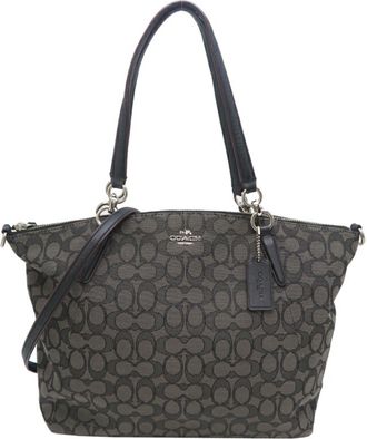 Coach Signature Black Signature Line Canvas Tote Bag (Pre-Owned)