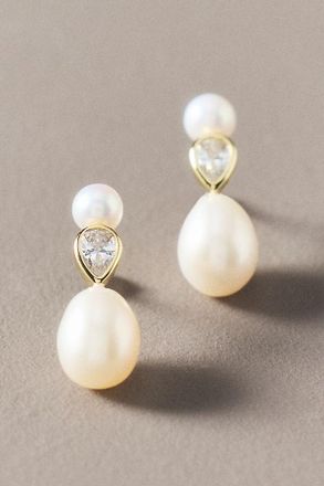 Shashi Freshwater Pearl Crystal Drop Earrings