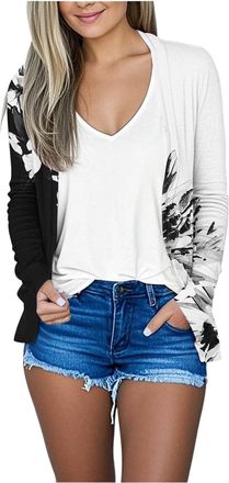 Generic Womens Sweaters Summer Cardigans for Women UK Long Sleeve Open Front Sweater Cardigan Floral Printed Fashion Beach Vacation Cover Ups,Multicolor,M