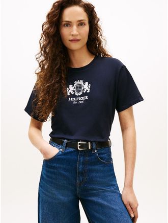 Tommy Hilfiger Womens Hilfiger Crest Logo T-Shirt - Navy - XXL
