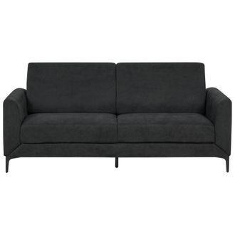 Beliani Beliani - Sof&aacute; Moderno Retro Patas Negras Tapizado 3 Plazas Tela Poli&eacute;ster Negro Fenes