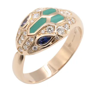 Bulgari Gold Blue Clear Pink Gold (18K) Band Ring (Pre-Owned)
