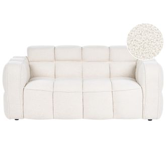 Beliani Sof&aacute; De 2 Plazas Tapizado Boucl&eacute; Estilo Moderno Forma De Nube Acolchado Sal&oacute;n Blanco Crema Utana