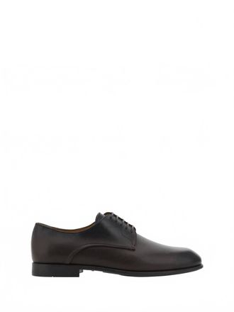 Ferragamo Mens Lace-Up Leather Derby Shoes In Black