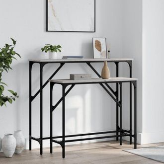vidaXL Vidaxl - Tavolini Consolle 2 pz Grigio Sonoma in Legno Multistrato