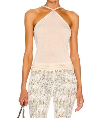 St.Agni Knit Halter Top In Ecru