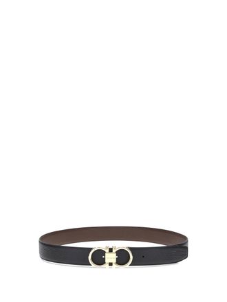 Ferragamo Mens Leather Reversible Belt Black Bicoloured Brown Calf Bos Taurus E Braces