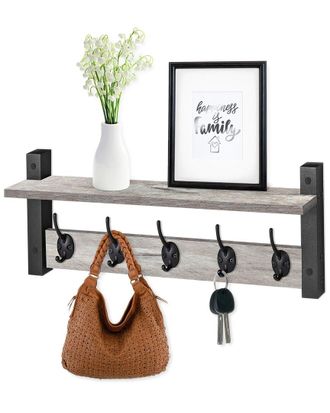 Sorbus Wall Mount Xl Coat Hooks Floating Shelf