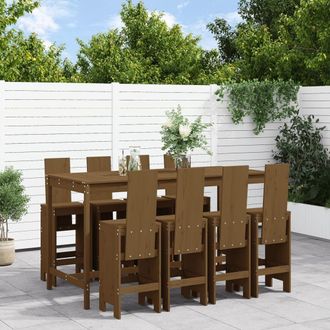 Berkfield Home 9 Piece Garden Bar Set Honey Brown Solid Wood Pine