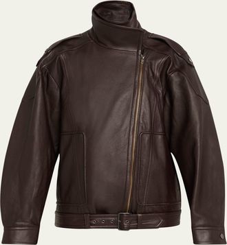 Vince Oversized Leather Aviator Jacket