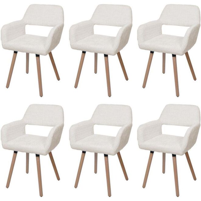 Lot De 6 Chaises De Salle à Manger Haut Dossier - Tissu Chenille, Bois Massif, Charge 135 Kg
