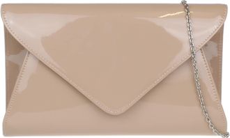 Girly HandBags Womens Patent Faux Leather Plain Envelope Evening Clutch Bag Nude