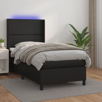 vidaXL Vidaxl - Cama Box Spring Y Colch&oacute;n Led Cuero Sint&eacute;tico Negro 90x190 Cm