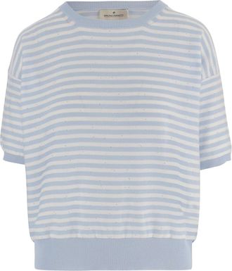 Bruno Manetti Grey Stripes Crew Neck Sweater