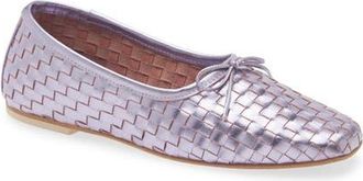 Freda Salvador Woven Square Toe Ballet Flat in Lilac Metallic at Nordstrom, Size 5.5