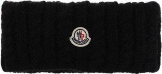 Moncler Hoofdband met logo - Dames - Accessoires - Zwart - ONE Size - Wol - Accessoires