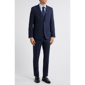 BOSS Houston Slim Fit 3-Piece Navy Check Suit in Dk Bu at Nordstrom, Size 40 Long