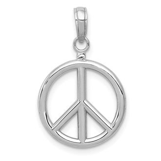 Diamond2Deal 14k Gold 3-D Polished Peace Sign Charm Pendant