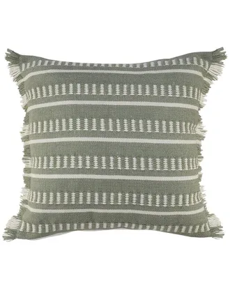 LR Home Lr Home Green Fringed Striped Indoor Outdoor Oversized Decorative Pillow