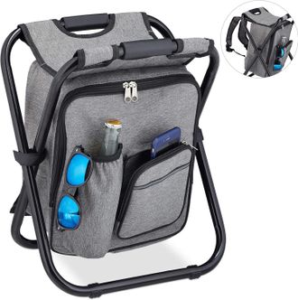 OEM Taburete De Camping Con Bolsa, Plegable, Port&aacute;til, Ligero Y Resistente, F&aacute;cil De Transportar, Poli&eacute;ster, 43 X 35 X 29 Cm, Gris