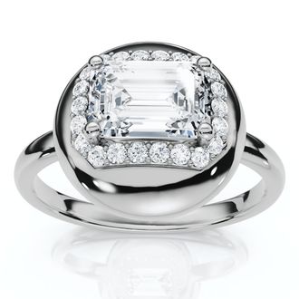 Pompeii3 1 1/10Ct Emerald Diamond Button Ring 14k Gold or Platinum Lab Grown EF/VS