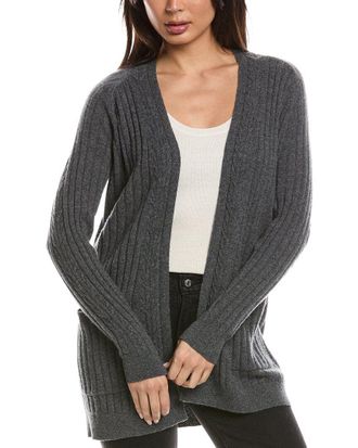 Fort&eacute; Cashmere Easy Cable Detail Cashmere Cardigan
