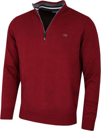 Calvin Klein Mens 1/2 Zip CK Golf Sweater - Burgundy Sport - XXXXXL