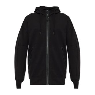C.P. Company C.p. Company - Diagonal Raised Fleece Goggle Sweatshirt - Heren - Sweatshirts & Hoodies - Zwart - Maat: 2XL Fleece