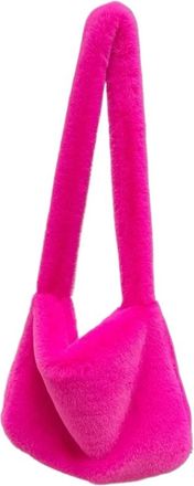 Generic Plush bag Plush Bag Ladies Messenger Bags Fashion Large Capacity Shoulder Simple Solid Color Female Handbags(Rose)