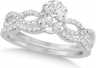 Allurez Twisted Infinity Oval Lab Grown Diamond Bridal Set Platinum (1.13ct)