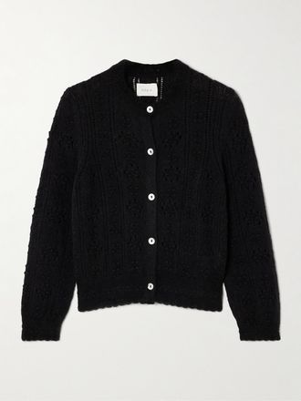Dôen Cardigan In Misto Alpaca Pointelle Cassidy - Nero