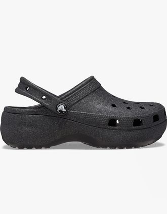 Crocs Womens Crocs 207241-001 CLASSIC PLATFORM GLITTER Womens Clogs Black - Size: 4