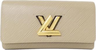 Louis Vuitton Beige Leather Long Wallet (Bi-Fold) (Pre-Owned)