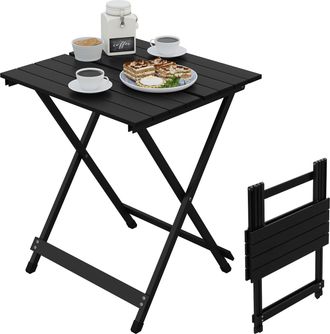 Woltu Mesa De Camping De Aluminio, Picnic, Camping, Jard&iacute;n, Hogar, 50,5 X 47 X 59,5 Cm, Negro - Woltu