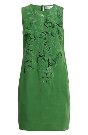 Elie Tahari The Isabella Embroidered Sleeveless Dress in Paradise Green at Nordstrom, Size X-Small