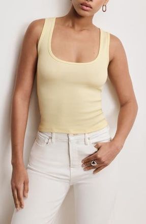 Good American Scoop Neck Micro Rib Tank in Light Ray at Nordstrom Rack, Size X-Small