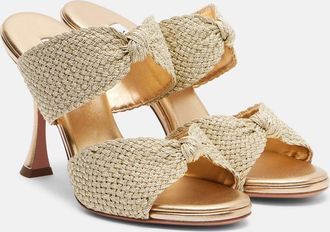 Aquazzura Smile raffia-effect mules