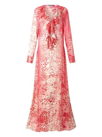 Roberto Cavalli Jaguar-print midi dress - women - Viscose/Silk - 44 - Red