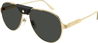 Cartier Santos de Cartier Polarized Grey Pilot Mens Sunglasses CT0387S 001 60