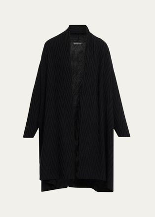 Eskandar Cashmere Scrunch Shawl Collar Cardigan - Very Long Length
