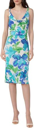 Diane Von F&uuml;rstenberg Delaney Floral Cowl Neck Dress in Cote Ibiza Blue at Nordstrom, Size X-Large