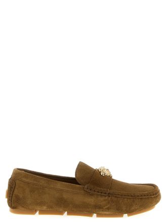 Versace Brown Calfskin Slip-On Mens Loafers