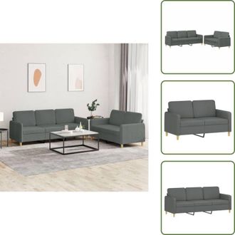 vidaXL Divano in tessuto - vidaXL Set di Divani 2 pz con Cuscini Grigio Scuro in Tessuto - Divano in metallo