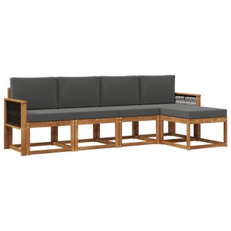 vidaXL Conjunto De Sof&aacute;s De Exterior 5 Pcs Natural Y Antracita Vidaxl