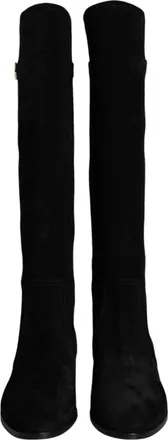 Dolce & Gabbana Black Suede Leather Knee High Boots Womens Shoes