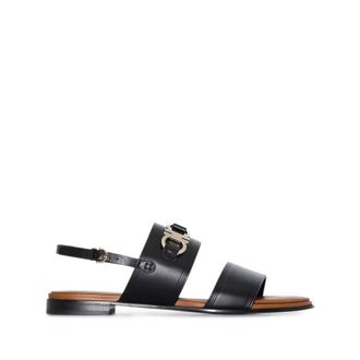 Ferragamo Gancini-Plaque Leather Sandals